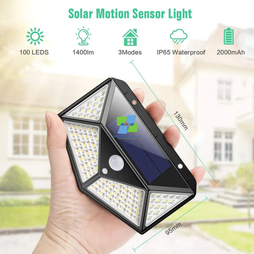 2023 Upgraded Version 100 LED Solar Outdoor PIR Motion Sensor LED Light.