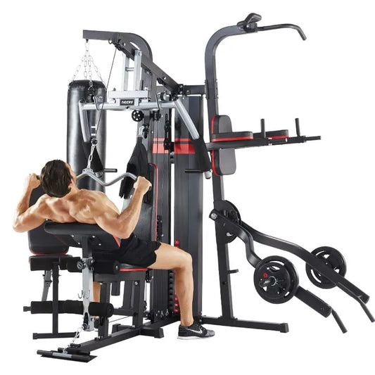 4-station Multi-Gym with shoulder press /Punching bag