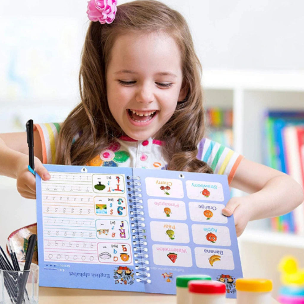 Premium Magic Ink Handwriting 4 Reusable Books for Kids